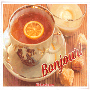 🔥 Bonjour Gif Animé | Bonjour 2025 | Bonjour GIF bonjour thé au citron gif