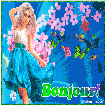 🔥 Bonjour Gif Animé | Bonjour 2025 | Bonjour GIF bonjour jolie fille fleurs gif