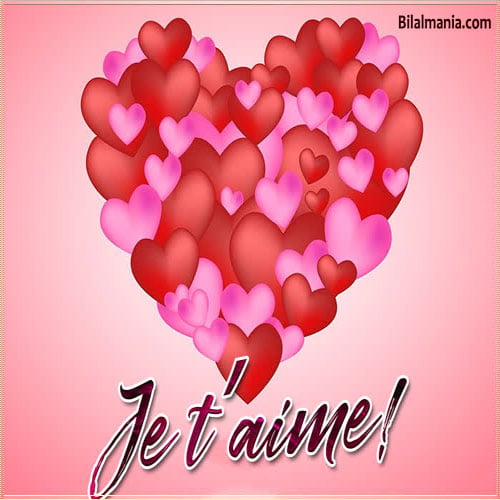 Ballons coeur rouge et rose avec je t'aime
