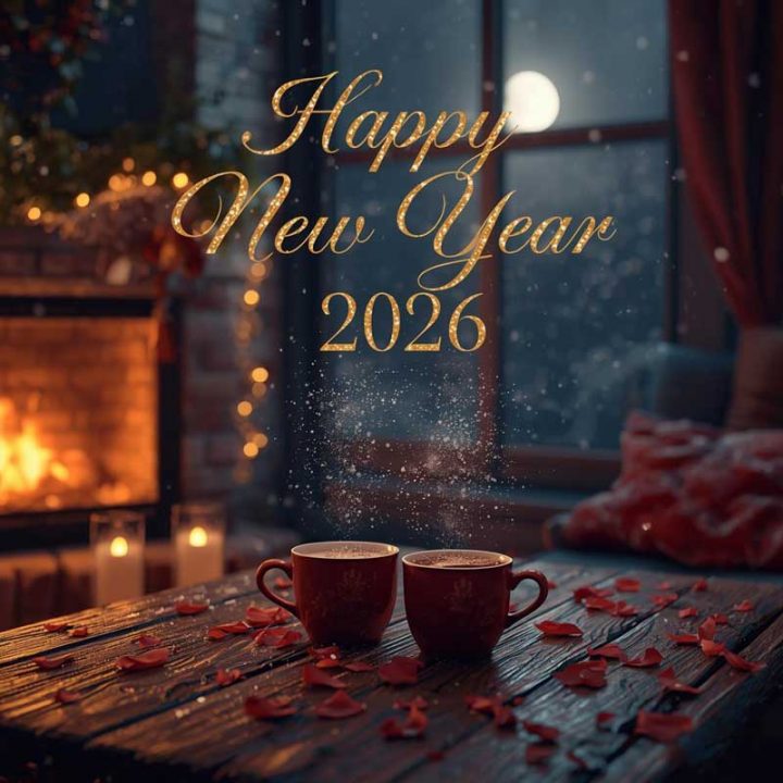 Romantic Happy New Year 2026 GIF Image Romantic Happy New Year 2026 cups Image