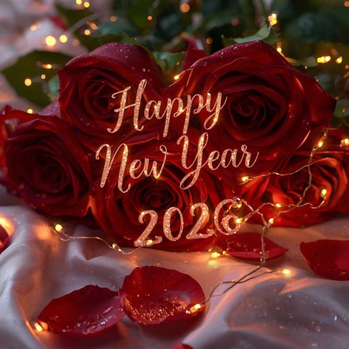 Romantic Happy New Year 2026 GIF Image Romantic Happy New Year 2026 roses Image
