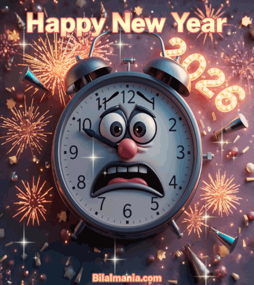 Funny Happy New Year 2026 GIFs & Memes to Make You Laugh Funny Happy New Year 2026 Gif Clock